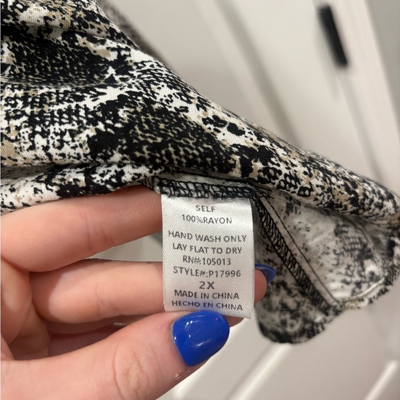 Savanna Jane Black and White Snake Print Blouse with Multicolor Embroidery - Picture 5 of 6